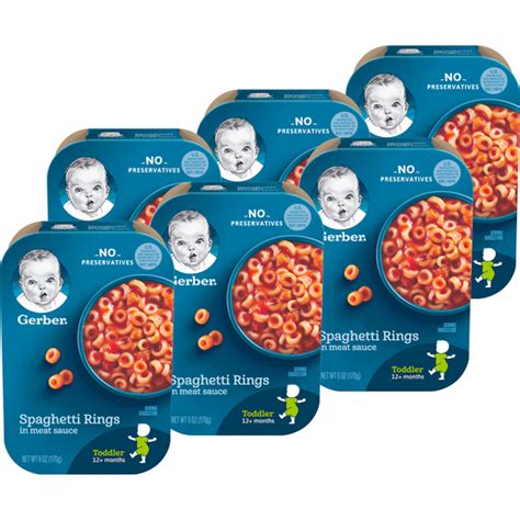 Gerber Lil Meals Spaghetti Rings In Meat Sauce 6 Oz Tray Pack Of 6