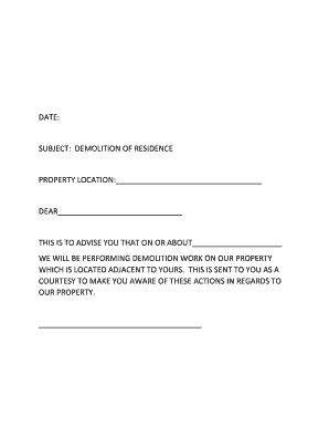 Demolition Notice To Neighbors Form Fill Out And Sign Printable PDF