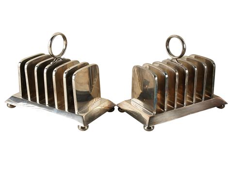 lot pair of english silverplate toast racks