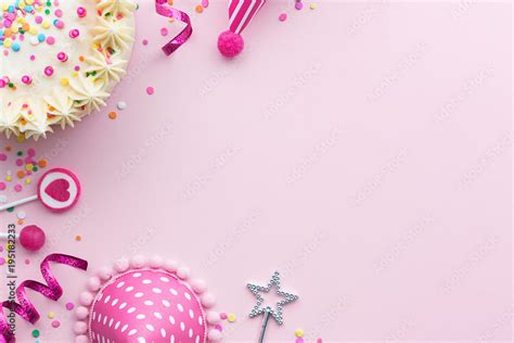 Pink birthday background Stock Photo | Adobe Stock