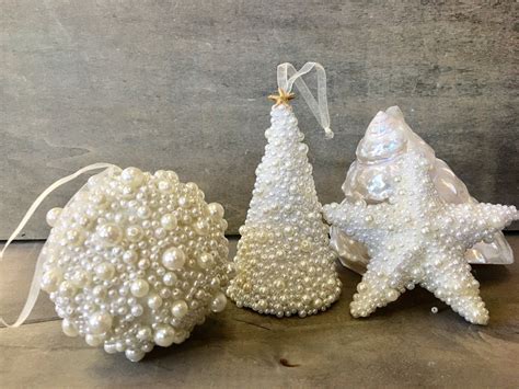 Bulb Tree And Star Pearl Christmas Ornaments Elegant Pearl Decorated
