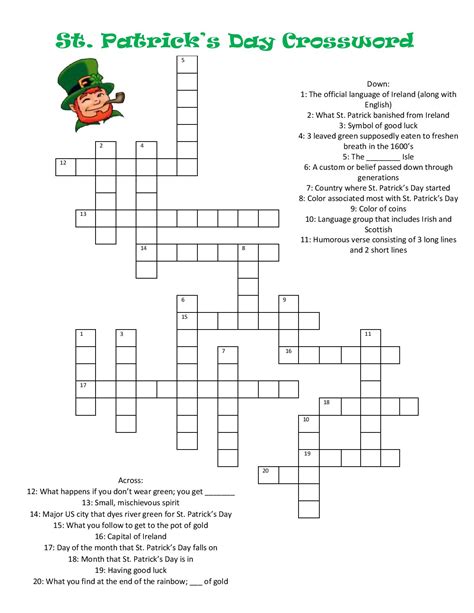 St patrick's day printable games for kids. St. Patrick's Day Crossword - The Crafting Chicks