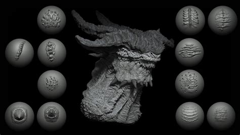 Artstation Zbrush Blender 40 Dragon Vdm Brush Brushes