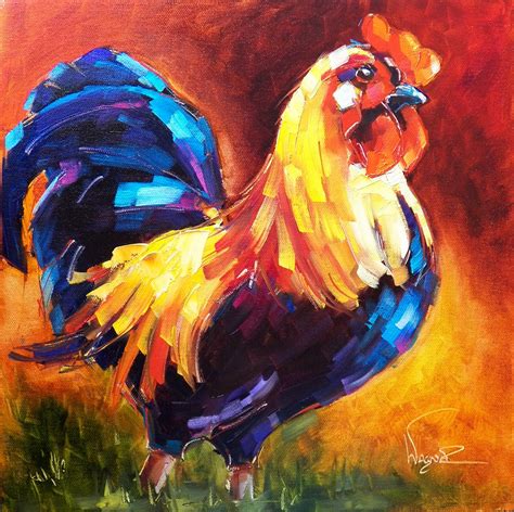 Palette Knife Painters International Rooster Oil Painting By Olga Wagner