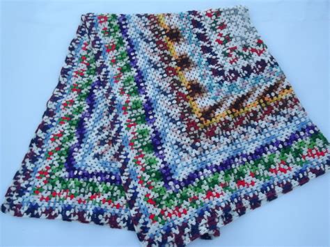 Huge Retro Crochet Afghan Granny Square Blanket In All Varigated Colors