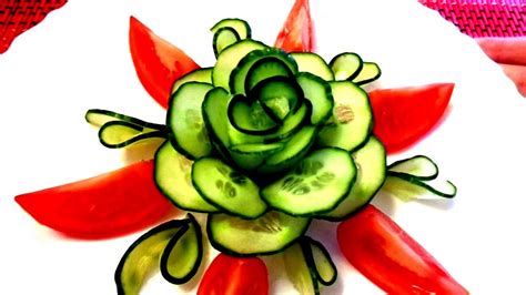 How To Make Cucumber Flower Carrot Rose Art In Cucumber Design