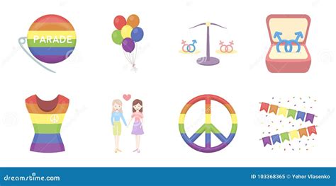 Gay And Lesbian Icons In Set Collection For Design Stock Vector Illustration Of Sexual Icon