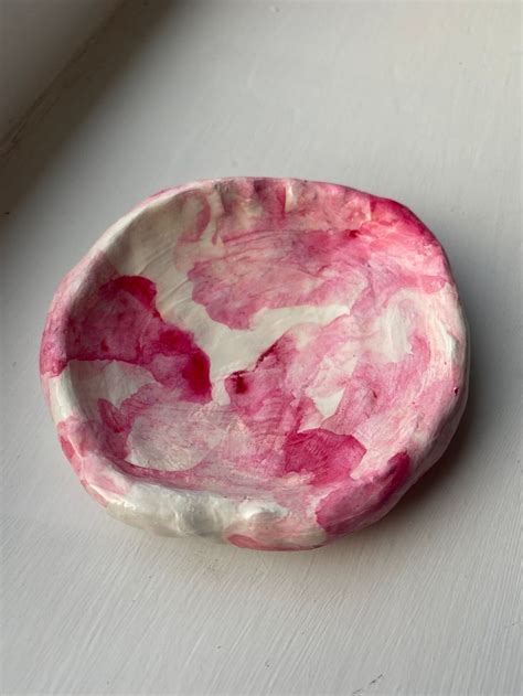 Handmade Pink Watercolour Clay Plate Trinket Dish Etsy Canada Clay