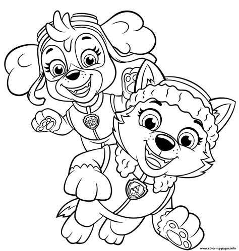 Skye Everest Happy Pups Coloring Page Printable