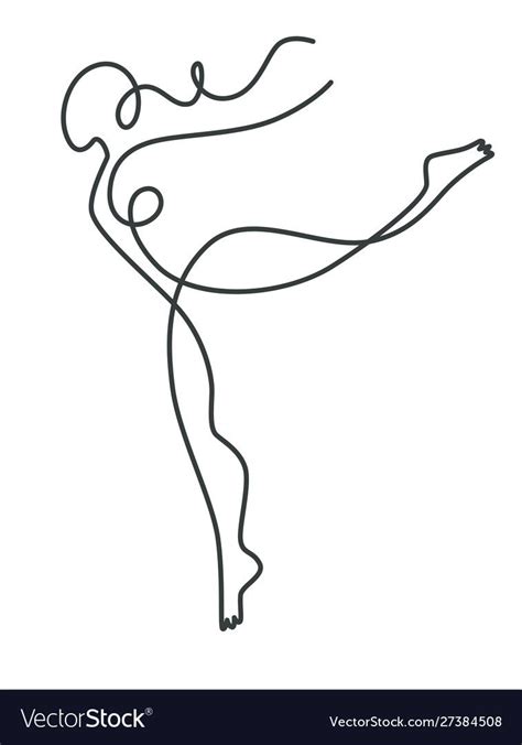 Continuous Line Art Drawing Ballet Dancer Or Ballerina Outline