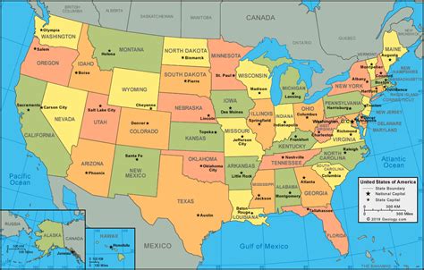 Usa Map With States And Oceans Gretal Gilbertine
