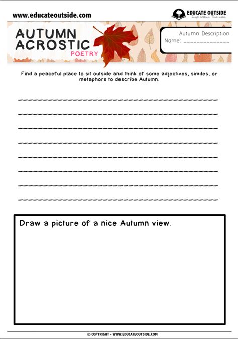 Autumn Acrostic Poetry Educate Outside