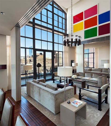 Rectilinear Shapeform Loft Style Interior Design Living Room New York