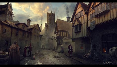 The Middle Ages Vladimir Manyukhin Fantasy Village Art Medieval Town