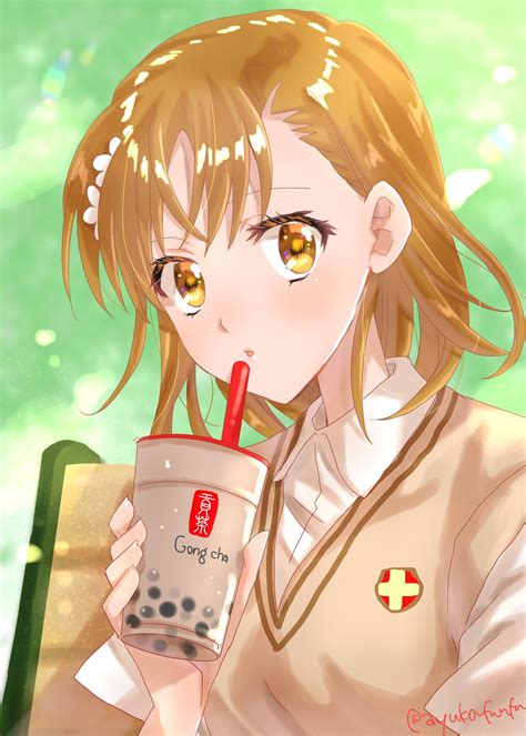 Misaka Drinking Bubble Tea Onetruebiribiri
