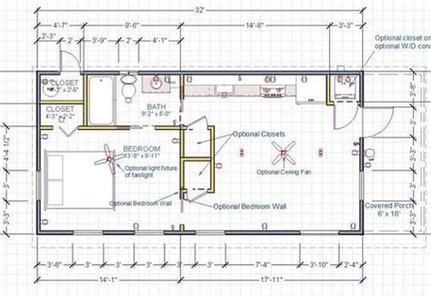 16x32 Portable Cabin Floor Plan With Porch 16x32 Cabin
