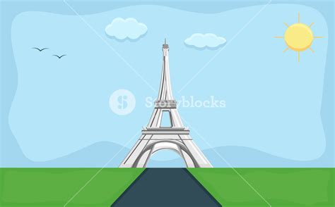 Eiffel Tower - Cartoon Background Vector Royalty-Free Stock Image