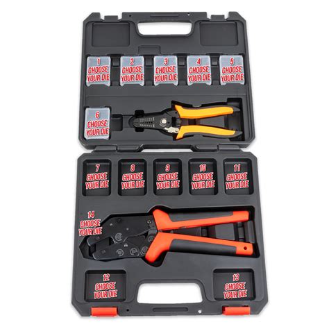 Interchangeable Ratcheting Terminal Crimper Set 14 Die Sets With Wir