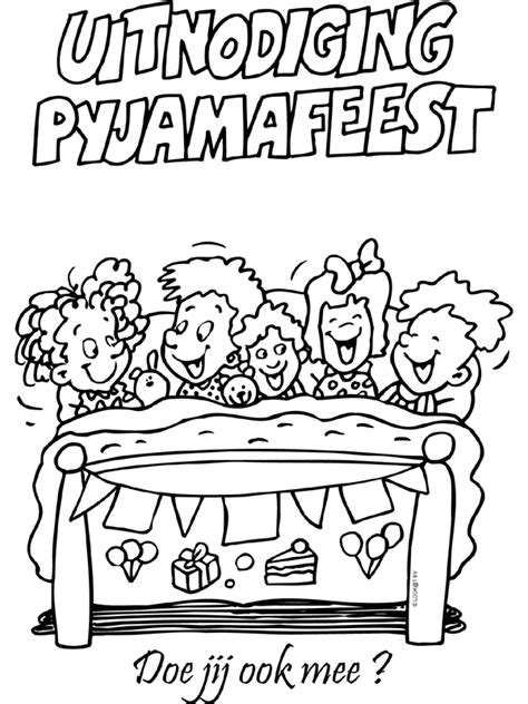 Kleurplaat Uitnodiging Pyjamafeest Kleurplaten.nl Kleurplaten
