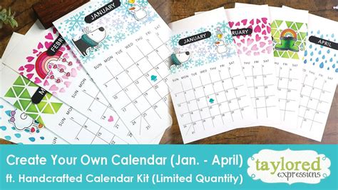 Create Your Own Calendar Handcrafted Calendar Kit Taylored