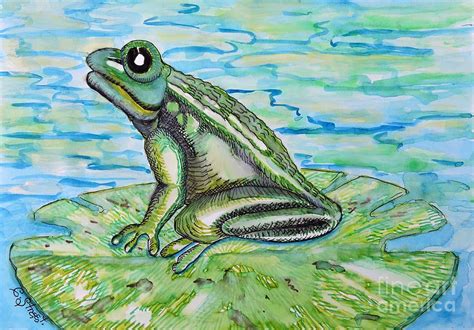 Frog On A Lily Pad Mixed Media By Caroline Street Fine Art America