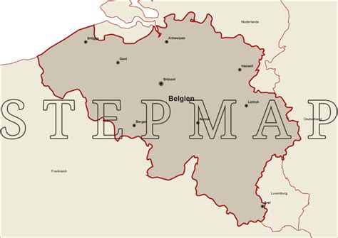 Es liegt an der nordsee und grenzt an die niederlande, deutschland, luxemburg und frankreich. StepMap - Landkarte Belgien mit Nachbarstaaten (inkl ...