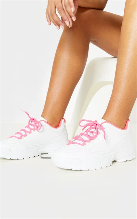 Neon Pink Chunky Sneakers Shoes Prettylittlething Ksa