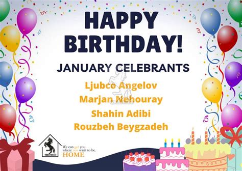 Happy Birthday January 2022 Celebrants The Whole Team Wishes You The