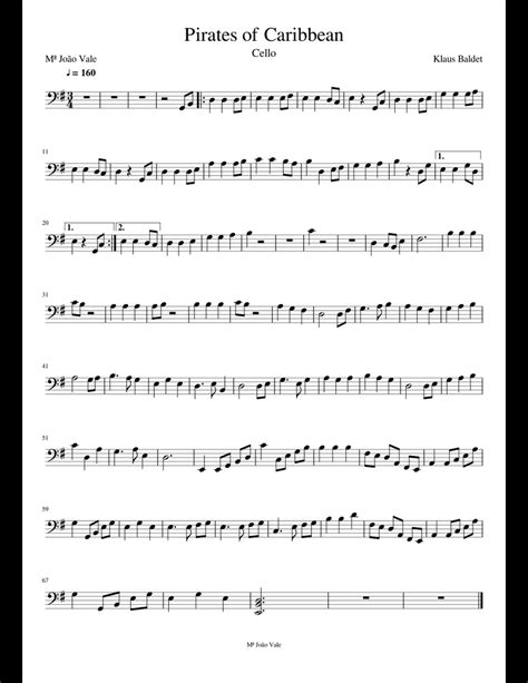 Pirates of the caribbean 4,146. Pirates of Caribbean sheet music for Cello download free in PDF or MIDI