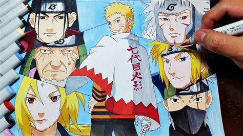 Drawing Naruto With All Hokages Youtube
