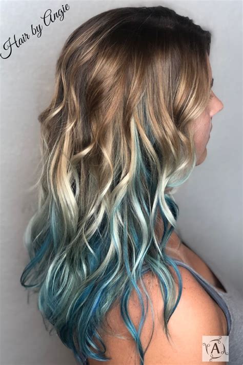 Aquamarine Blue Haircolor Bayalage In 2021 Hair Dye Tips Blue Tips