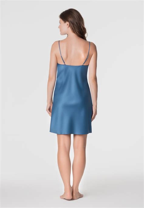 Blue Lace Satin Chemise Sexy Short Slip Night Dress Etsy
