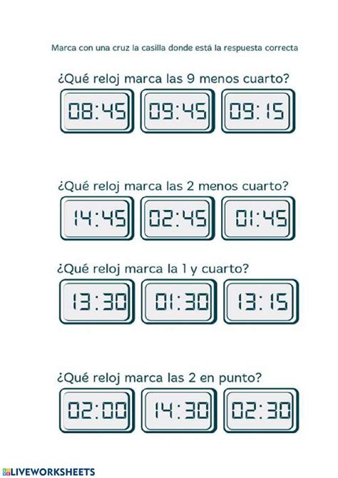 Reloj Digital Ficha Interactiva Reloj De Agujas Aprender La Hora