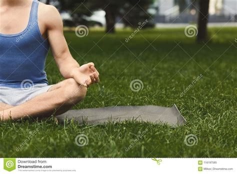 Young Man Practicing Yoga Relax Meditation Pose Stock Image Image Of
