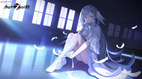 Legs Sitting Fantasy Girl On The Floor Forever Th Capital Anime Anime Girls Feathers