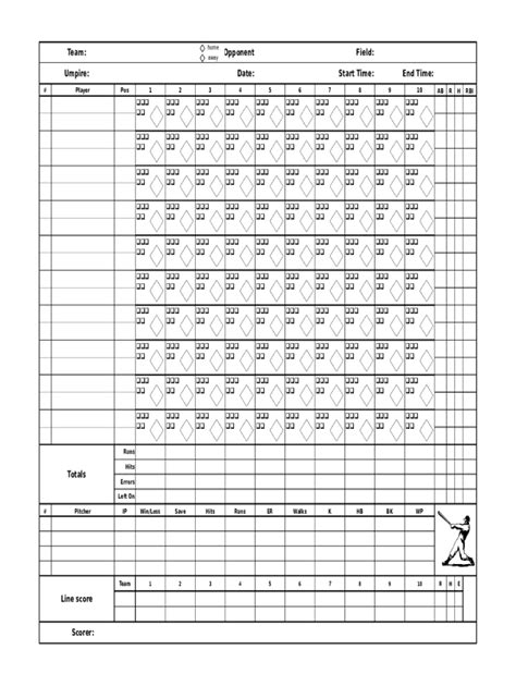 Baseball Scorecard Sheet Fill Online Printable Fillable Blank