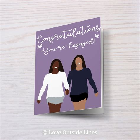 Same Sex Engagement Card Lesbian Engagement Card Lesbian Etsy