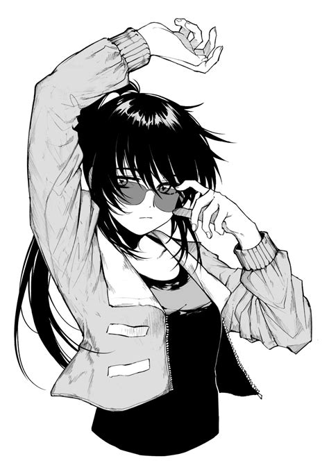 Safebooru 1girl Absurdres Arm Up Bangs Closed Mouth Commentary Deep Deep4946 Greyscale