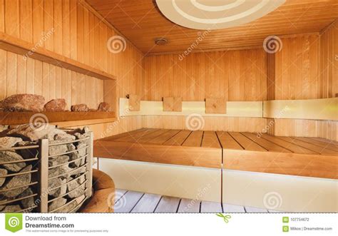 Interior Of Wooden Sauna Stock Photo Image Of Lifestyle 107754672