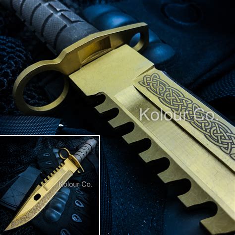 13 Cs Go Tactical Fixed Blade Hunting Knife Bayonet Bowie Lore Gold