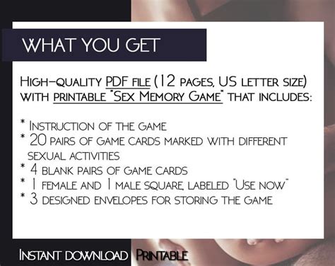 Printable Sex Board Game “sex Memory Game” Download Date Night Idea