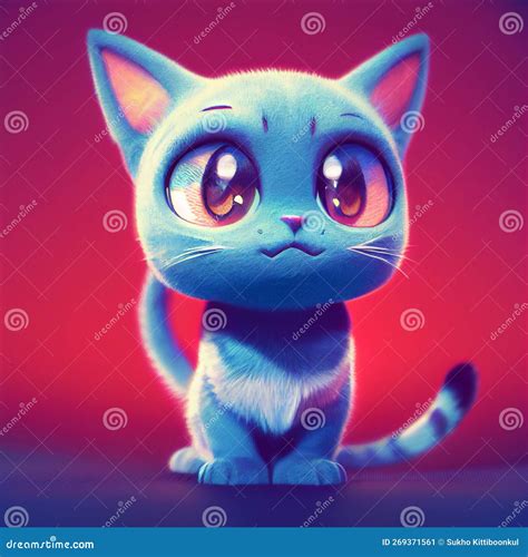 cute adorable big eyes kitty kitten cat portrait orange chubby stock illustration illustration