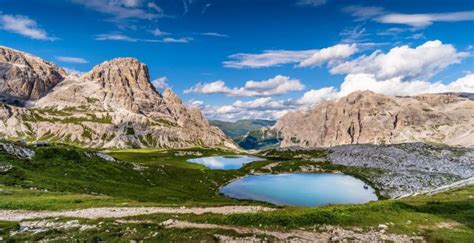 Desktop Wallpaper Sunny Day Small Lakes Mountains Hd Image Picture