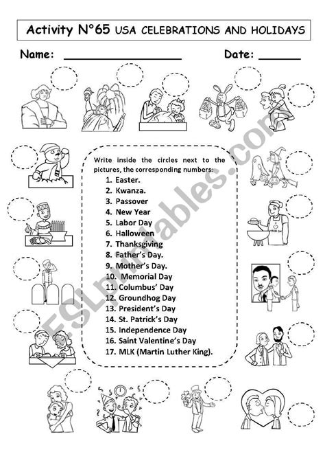 Usa Celebrations And Holidays Esl Worksheet By Andresdomingo