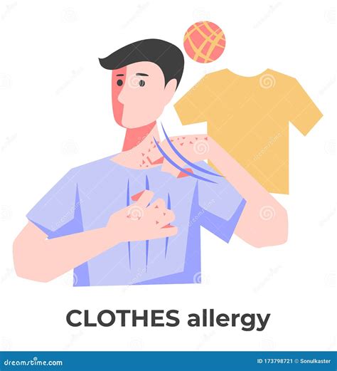 Dermatitis Or Clothes Allergy Man Itching Skin Rash Cartoon Vector