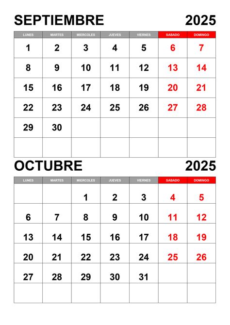 Calendario Septiembre Octubre 2025 Calendariossu