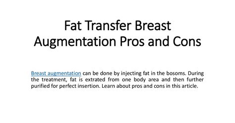 Fat Transfer Breast Augmentation Pros And Cons Pdf DocDroid