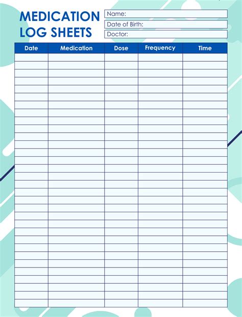 Medication Chart Template For Patients Excel Templates