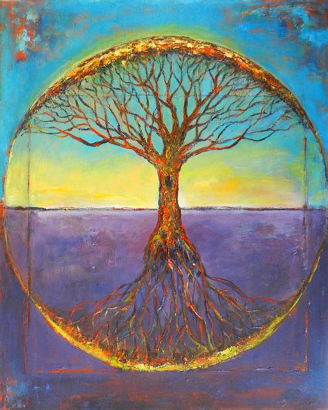 Abstract Painting Original Art Vitruvian Tree Of Life Etsy