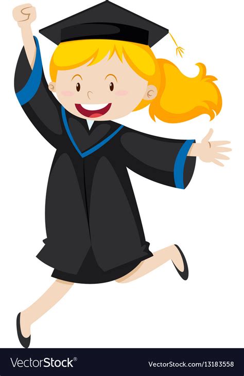 Girl In Black Graduation Gown Royalty Free Vector Image